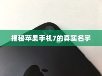 揭秘苹果手机7的真实名字