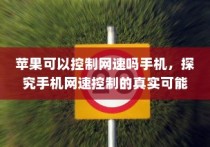 苹果可以控制网速吗手机，探究手机网速控制的真实可能性与限制因素