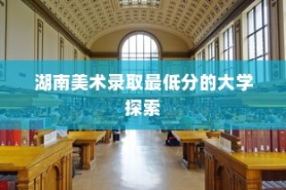 湖南美术录取最低分的大学深度解析