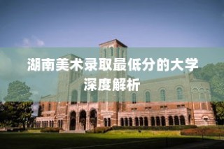 湖南美术录取最低分的大学全面剖析