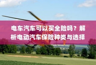 电动汽车保险种类解析与全险购买指南