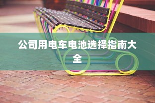公司用电车电池选择指南大全