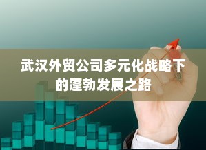 武汉外贸公司多元化战略下的蓬勃发展之路