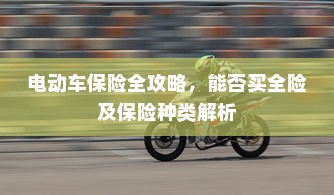 电动车保险全攻略，能否买全险及保险种类解析