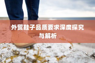 外贸鞋子品质要求深度探究与解析