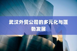 武汉外贸公司的多元化与蓬勃发展